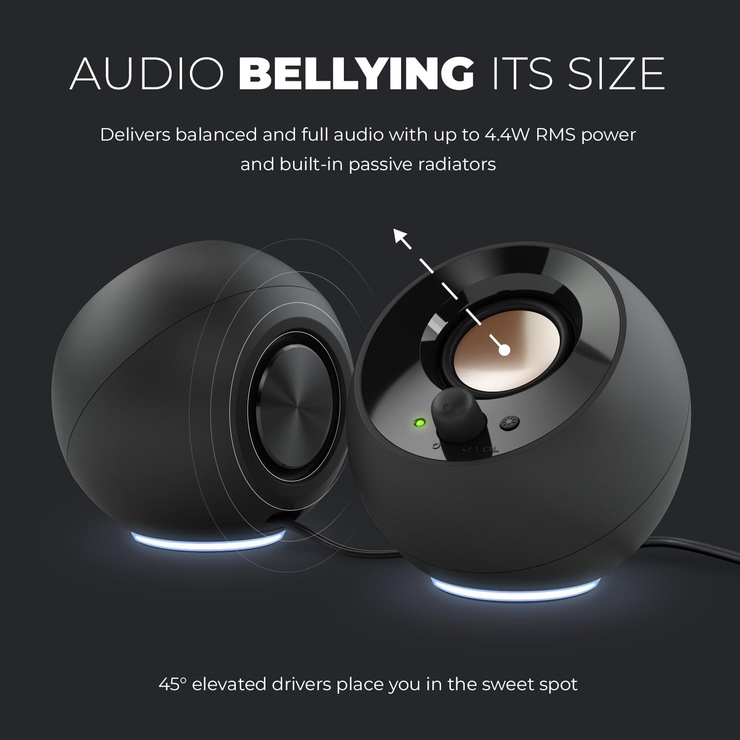 Creative Pebble SE Minimalist 2.0 USB-C Powered PC Speakers with RGB Lighting, 3.5 mm AUX-in, Up to 4.4W RMS Power for Computers and Laptops (White)