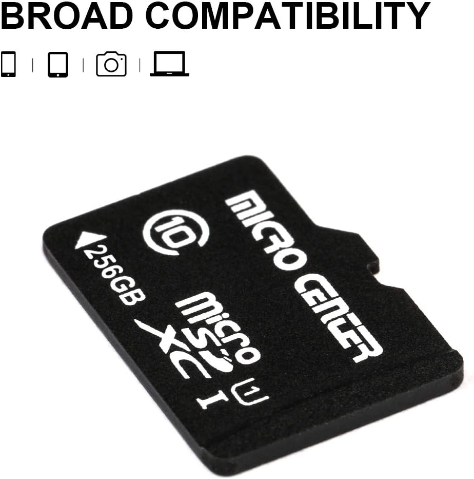 INLAND Micro Center 256GB Class 10 MicroSDXC Flash Memory Card with Adapter for Mobile Device Storage Phone, Tablet, Drone & Full HD Video Recording - 80MB/s UHS-I, C10, U1 (1 Pack)