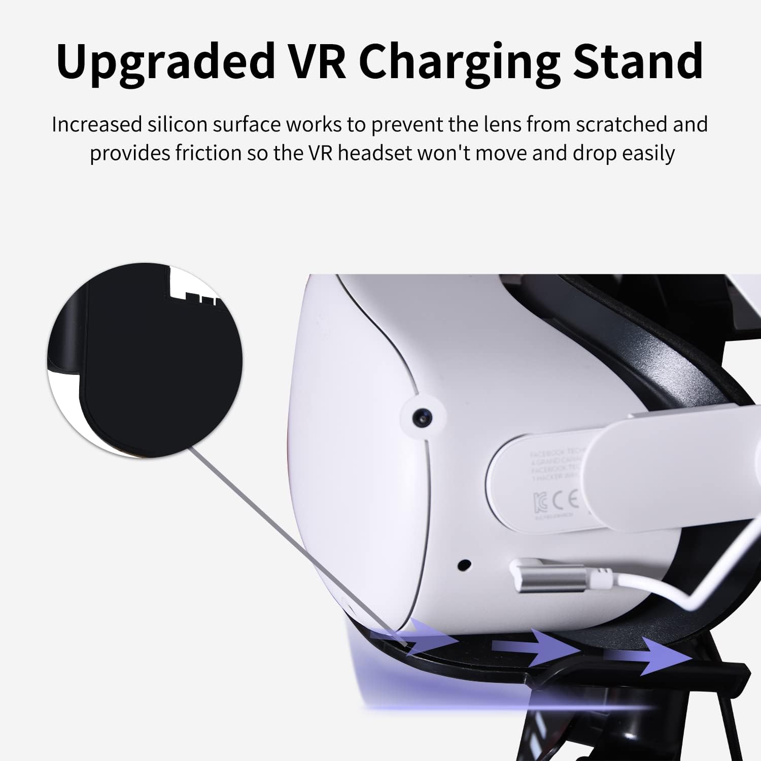 TechKen Charging Stand for Meta Quest 2, VR Headset Charging Dock for Quest 2 Accessories Stand Holder, VR Controllers Holder