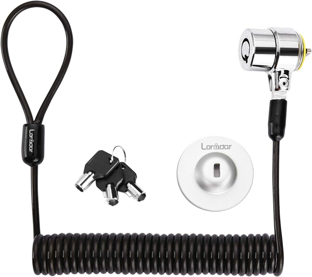 Security Hardware Cable Lock Kit,Retractable Cable Lock Portable Keyed Laptop Lock 3 Keys 6.2Ft for Monitors, Laptops, MacBooks, Tablets, iPad,Mac mini, (Keyed Different)