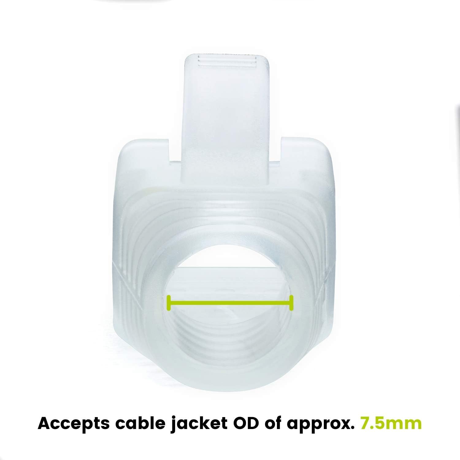trueCABLE RJ45 Strain Relief Boots, 7.5mm Slip-On PVC Plug Cover, Transparent, 100 Pieces