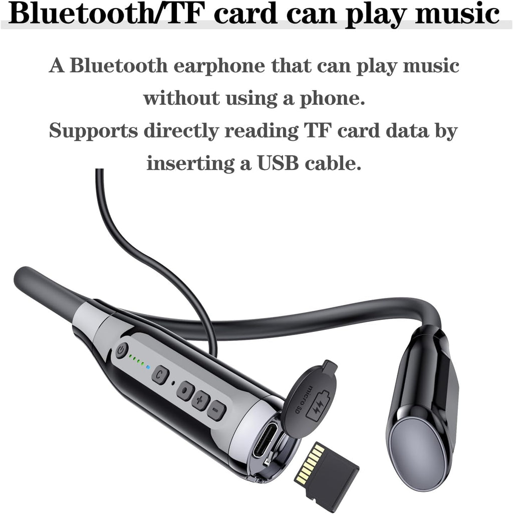 Neckband Bluetooth Headphones，6.0 Bluetooth 120 Hours Playtime，IPX7 Sports Waterproof Earbuds with Microphone Noise Cancelling with TF Card Slot ，HiFi Stereo (Black)