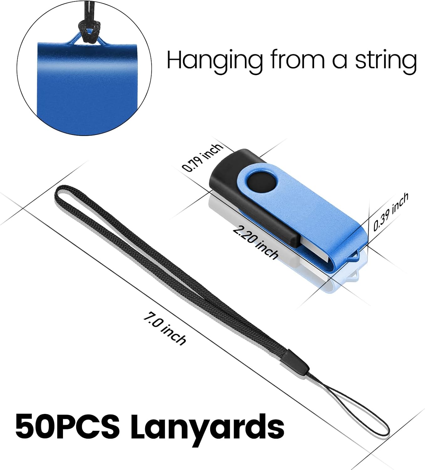 EASTBULL Flash Drives Bulk 8GB USB Thumb Drive 50 Pack USB 2.0 Memory Stick Swivel Pen Drive with Lanyard for Storage and Backup (8 GB 50 Colors)