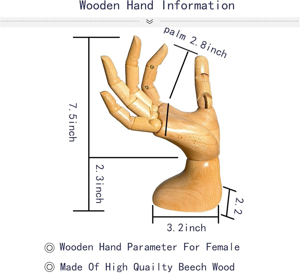 Mannequin,Mannequin Hand,Hand Model,Hand Mannequin for Nails,Drawing Mannequin,Wooden Hand,Wooden Mannequin,Wood Hand,Hand Model for Drawing,Female Hand of Right.