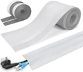 Floor Cable Covers - 20ft Oxford Fabric Cord Protector with Adhesive Hook & Loop,Waterproof Wire Storage Sleeve for Any Floor Surface,Durable Cable Management to Prevent Tripping Hazards (White, 20ft)