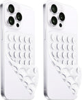 2 Pack Silicone Suction Cup Phone Case Mount Double Sided, Hands-Free Strong Grip Silicon Phone Holder, Non Slip Phone Accessories for Selfies and Videos (White)