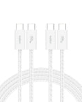 Belkin USB C to USB C Cable 2-Pack, 6.6ft, 60W - Type C Charger, iPhone Charger Cord, Soft, Braided, Flexible for iPhone 16, Galaxy S25, Pixel 9, Airpods, iPad Pro & More, Travel Essentials - White