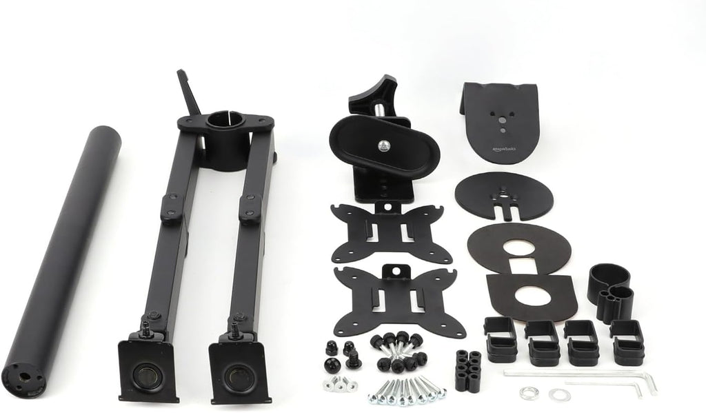 Amazon Basics Adjustable Dual Computer Monitor Arm Mount, Holds up to 32" Monitors, Black