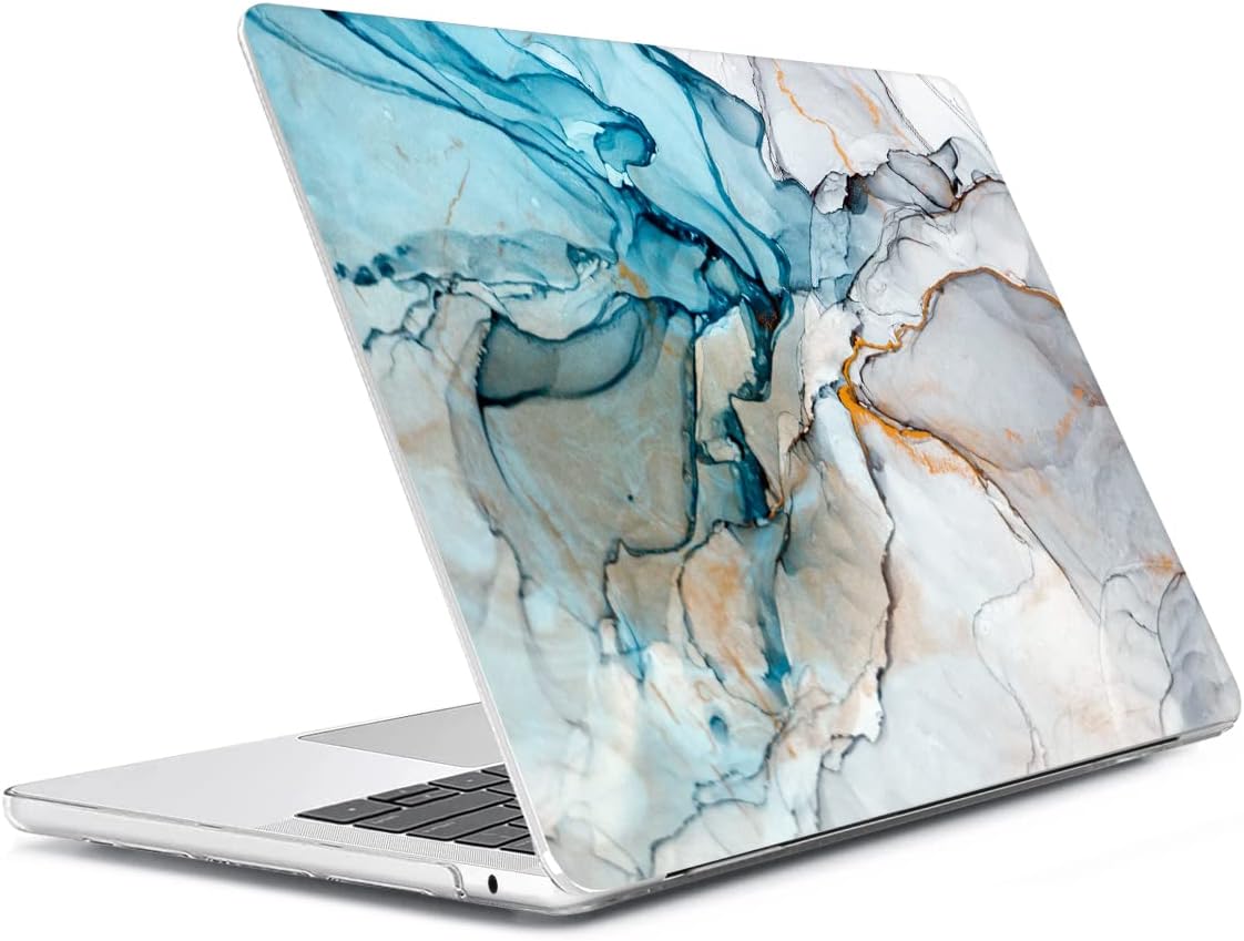 Compatible with M4 2025 MacBook Air 13.6 inch Case A3240 with Touch ID 2022 2023 2024 M3 A3113 M2 A2681, Plastic Hard Shell Case & Keyboard Cover & Screen Protector & Webcam Cover, Marble