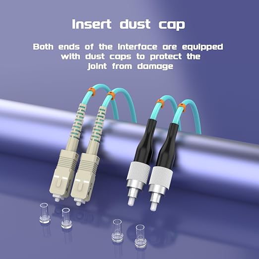 SC/UPC to FC/UPC Fiber Patch Cable OM3 20Meter/65ft 10GB/Gigabit Multimode - Image 6