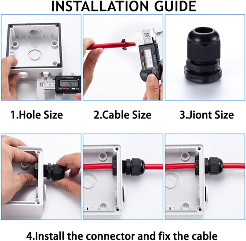 PENGLIN Cable Glands NPT Nylon Cable Connector, Strain Relief Cord Connector, IP68 Waterproof Adjustable Locknut(1/4" 1/2" 3/4" 1" Glands Combo(16-Pack))