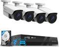 4COVR Wired Security Camera System, 8CH 8MP H.265 Ultra HD NVR 2TB HDD, 4Pcs Bullet 8MP Wired PoE IP Camera with Audio, IP67 Home Weatherproof, Person Vehicle Detection & Night Vision, LY37EX8M0804