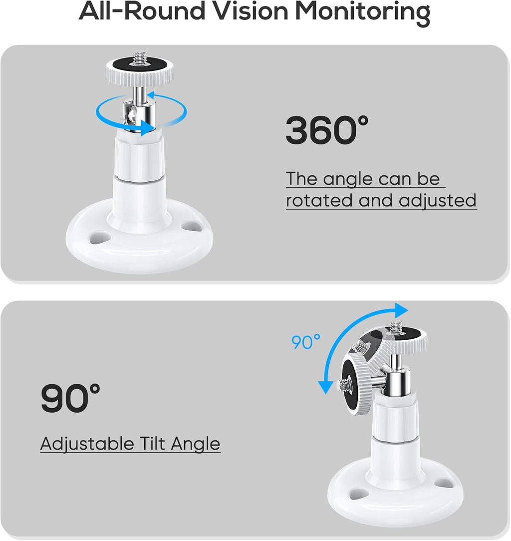 FastSnail Wall Mount Compatible with Wyze Cam Pan V3 & Wyze Cam V4/V3 & Wyze Cam Outdoor/Indoor, 360 Degree Swivel Adjustable Bracket for Wyze Cam and Other Camera with Same Interface 2 Pack