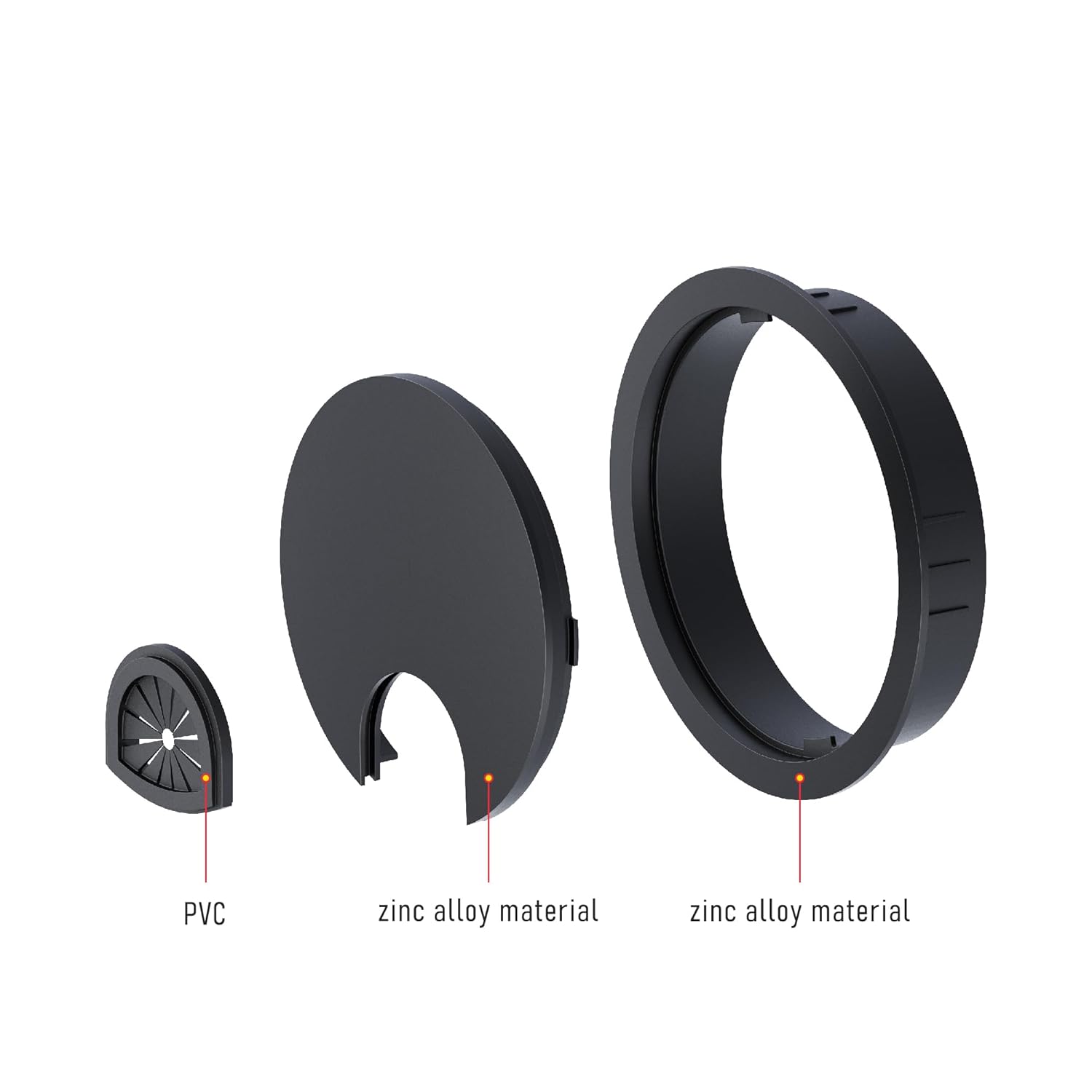 Desk Grommet 2 Inch 50mm, Zinc Alloy Computer Desk Wire Hole Cover, Office Desktop Cord Cable Hole Metal Ring, Black