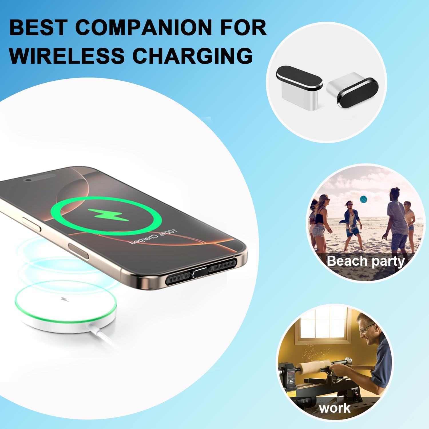 USB C Dust Plug, 10 Pack USB C Port Cover, Phone Speaker Dust Cover and Type C Charging Port Plug Protector Cover for iPhone 15/ iPhone 16/16 Pro/16 Pro Max, iPhone 17