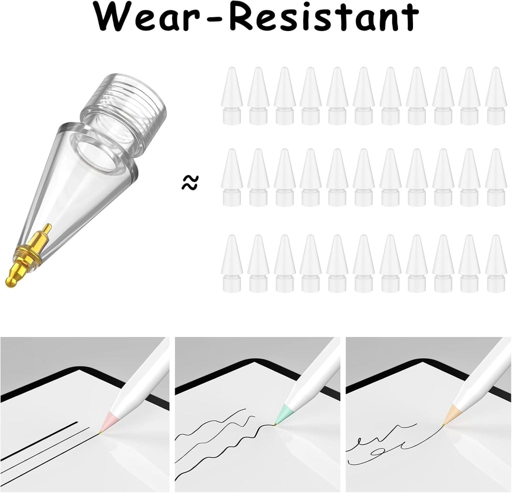 6 Pack Fine Point Replacement Tips Compatible with Apple Pencil 2nd Generation, Apple Pencil 1st Generation & Apple Pencil USB-C Colorful Nibs (Original/Clear/Clear Pink/Clear Blue)