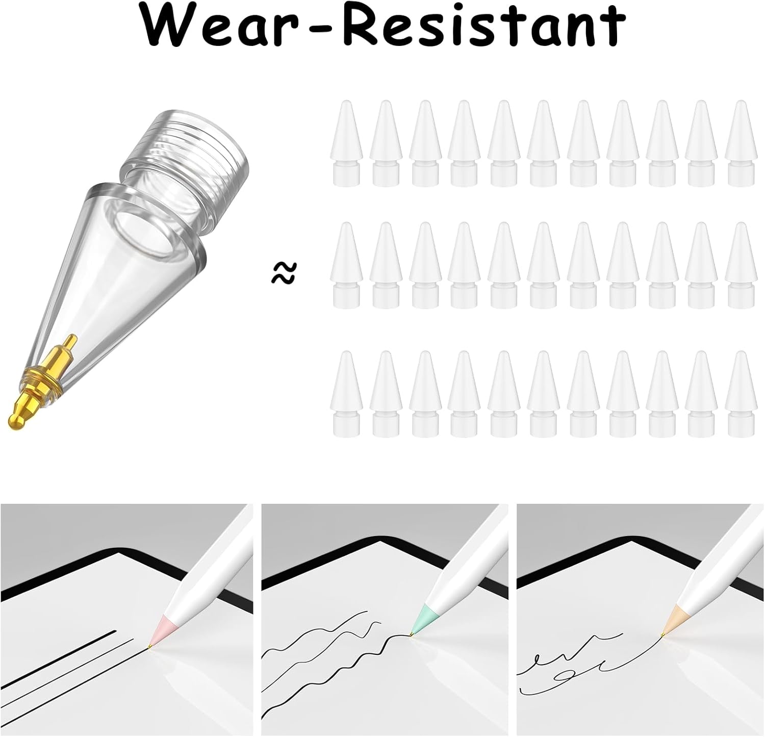6 Pack Fine Point Replacement Tips Compatible with Apple Pencil 2nd Generation, Apple Pencil 1st Generation & Apple Pencil USB-C Colorful Nibs (Original/Clear/Clear Pink/Clear Blue)