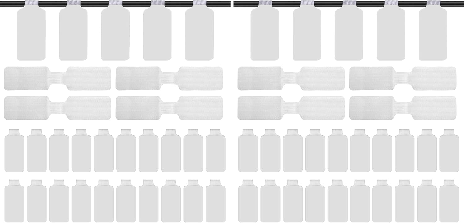 60 Pieces Self-Adhesive Cable Labels, Paste Wire Labels, Nylon Writable Cord Tags Waterproof White Wire Cable Tags for Electronics Office Computers Management and Identification (Pack of 2)