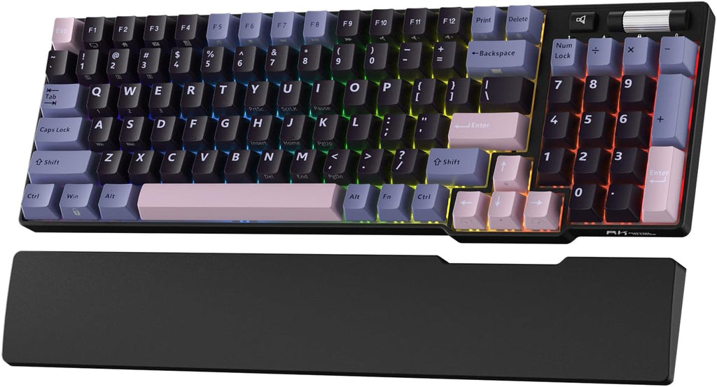 RK ROYAL KLUDGE RK96 RGB Limited Ed, 90% 96 Keys Wireless 3-Mode BT5.0/2.4G/USB-C Hot Swappable Mechanical Keyboard w/Wrist Rest, Volume Control, Software, Massive Battery, RK Pale Green Switch