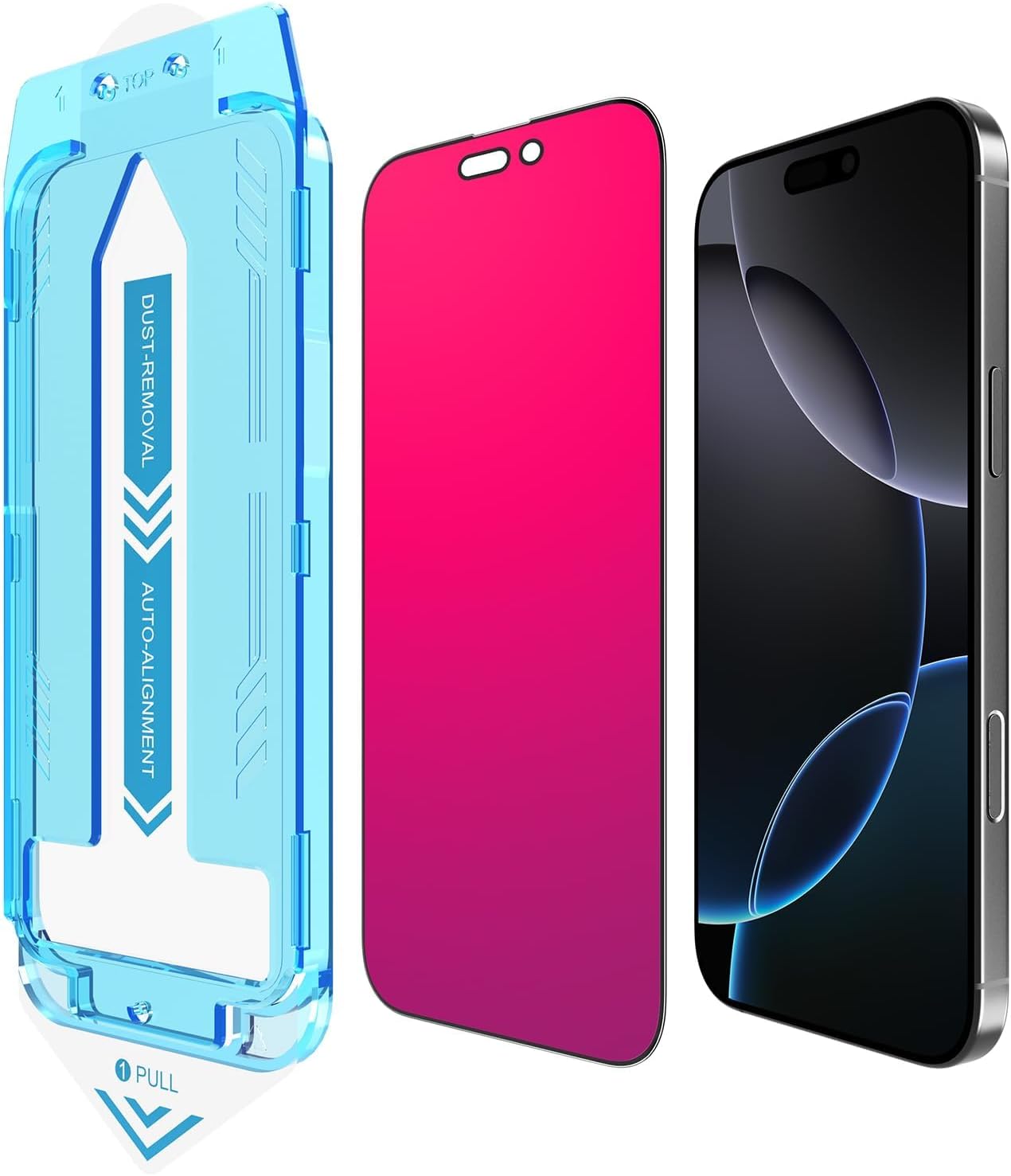 EGKimBa for iPhone 16 Plus Privacy Screen Protector, Gradient Color, Bubble Free, Easy Installation, Auto Dust-Elimination, Anti Blue Light