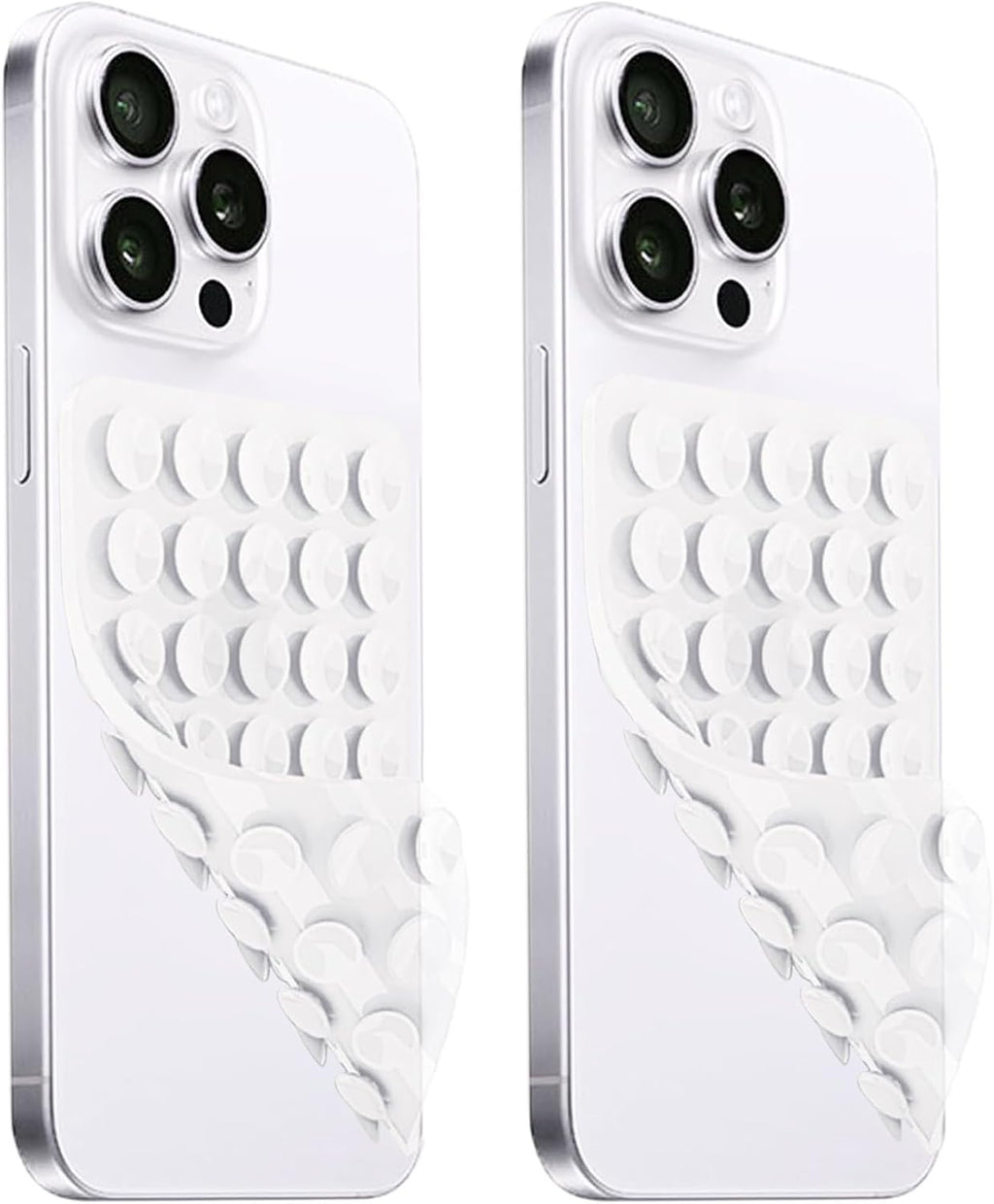 2 Pack Silicone Suction Cup Phone Case Mount Double Sided, Hands-Free Strong Grip Silicon Phone Holder, Non Slip Phone Accessories for Selfies and Videos (Translucent)