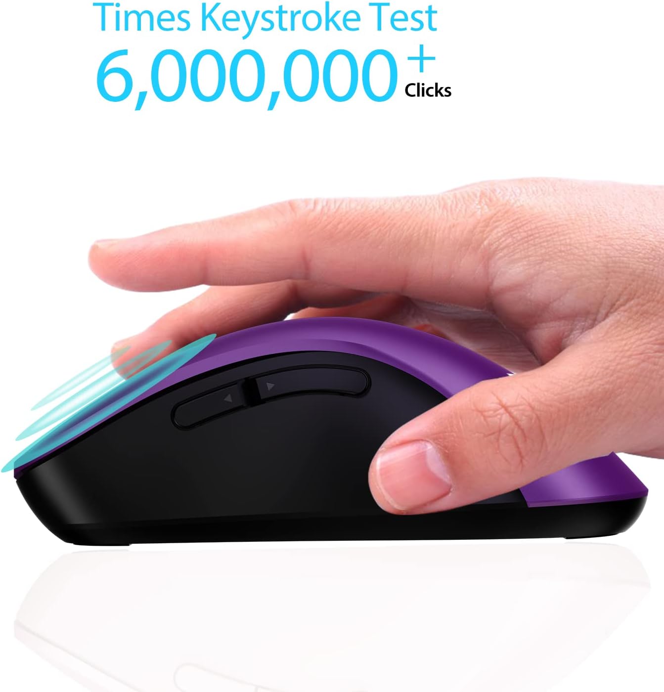 memzuoix 2.4G Wireless Mouse, 1400 DPI Computer Mice with USB Receiver, Portable Wireless USB Mouse Battery Powered Cordless Mice for Laptop, PC, Desktop, 5 Buttons, Purple