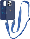 Crossbody Case for iPhone 16 Pro with Strap, [Compatible with MagSafe], Cute Love Heart Silicone Phone Case with Neck Lanyard for Girls Women