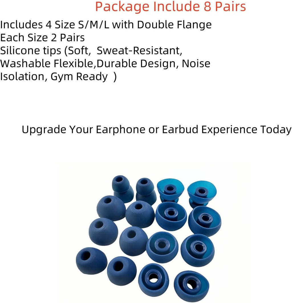 Replacement Ear Tips for Beats Urbeats2.0 Tour2.0 ibeats Beats x, Beats Flex Secure Fit for Powerbeats Pro Silicone Earbuds Washable Sweat-Resistant Noise Isolation 8 Pairs (Dark Blue)