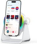 Wireless Induction Speaker, 4 in 1 Bluetooth Speaker Phone Stand with RGB Light, 360° Rotation Phone Holder Compatible with iPhone Android iPad Samsung Galaxy, Birthday Gift for Men Women
