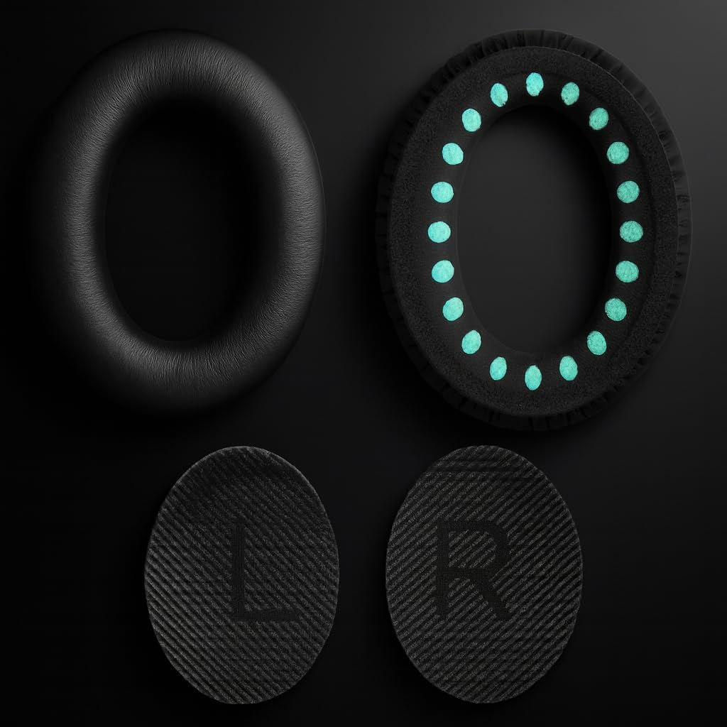 Premium Replacement Ear Pads for Bose QC2, QC15, QC25, QC35 I & II – Soft Protein Leather & Memory Foam Cushions – Enhanced Noise Isolation – Easy Installation Kit & Cleaning Cloth