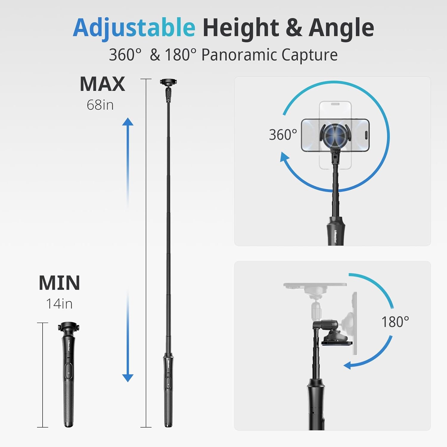 UBeesize 68'' Magnetic Selfie Stick Phone Tripod With Wireless Remote, Extendable Stand, Compatible With MagSafe, for iPhone 15 14 13 12 Series and Android Phones