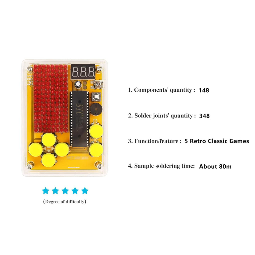 Soldering Practice Kit DIY 5 Retro Classic Games Plug-in Circuit Kit Learn Soldering Kit for Beginners