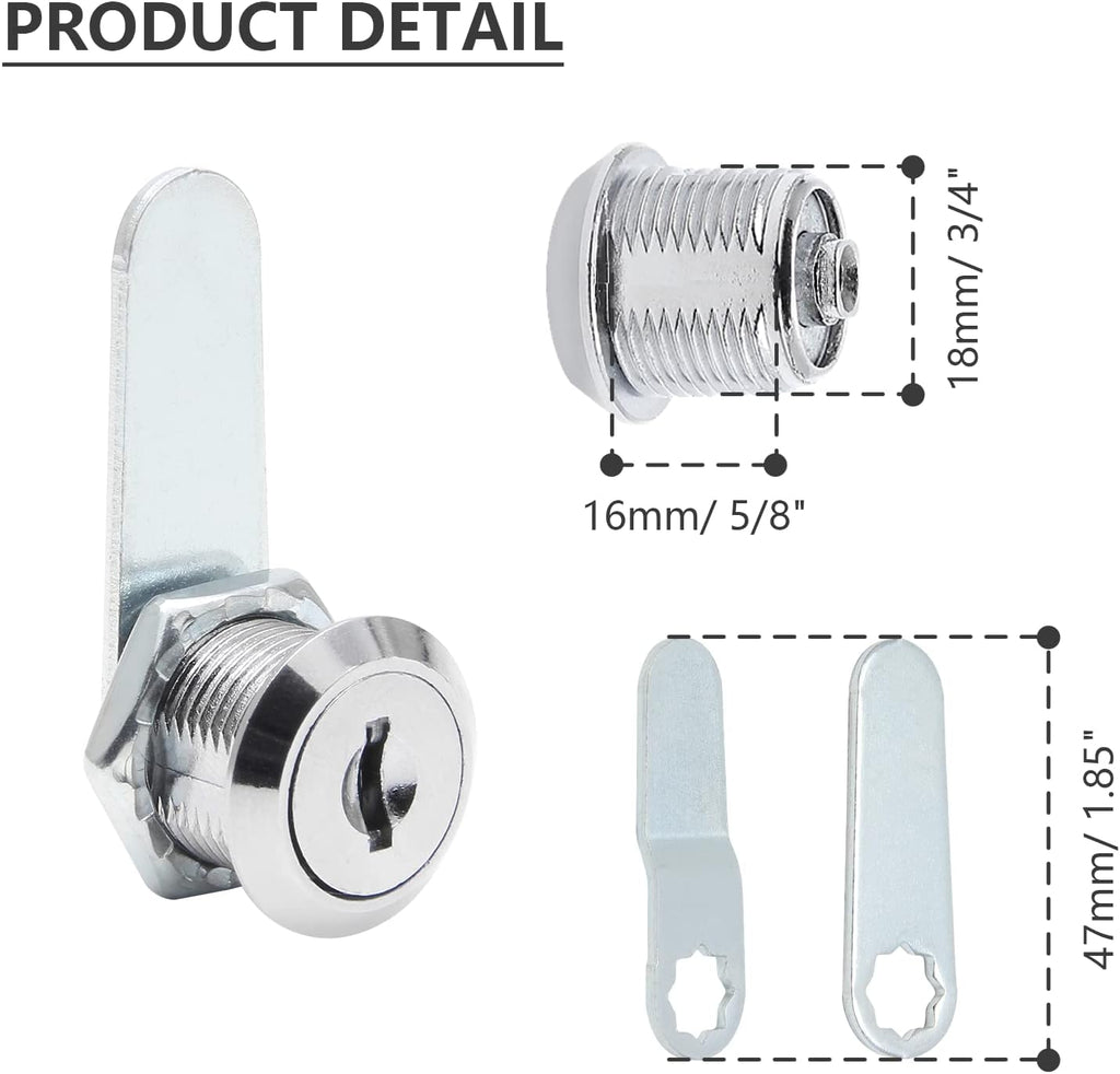 Uenhoy 6 Pack Cam Locks Keyed Alike, 5/8" (16mm) Set for Drawers, Mailbox, Tool Box, RV, File Cabinet Locks with Keys