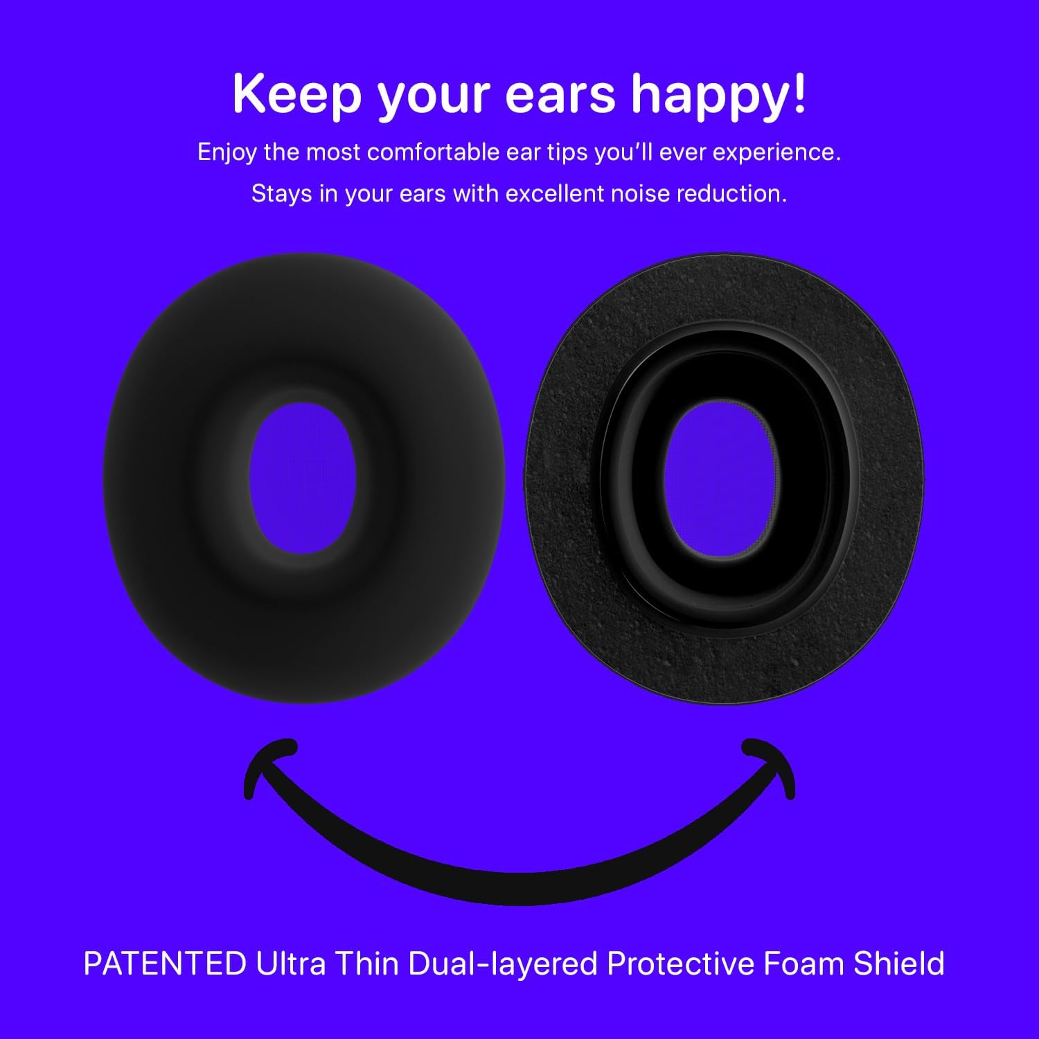 Patented AirFoams Pro Ultra V5.0 Memory Foam Ear Tips with Foam Shield for AirPods Pro 1st & 2nd Gen, Latest Version, Lifetime Replacement, Secure, Comfortable, Replacement Tip (SML)