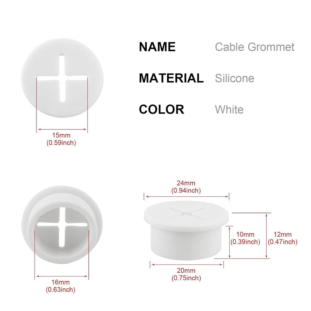 Desk Grommet,3/4 Inch Flexible Rubber Grommets, Silicone Cable Cord Grommet Wire Hole Cover for Desk, Table and Other Furnitures(12Pack)