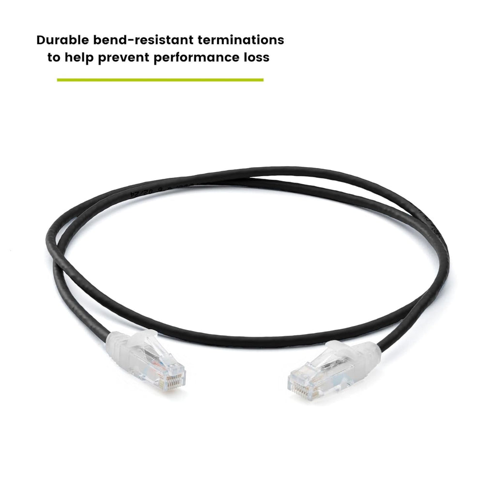 TRUECABLE Cat6 Component Rated Patch Cable, Unshielded (U/UTP), 3ft, Black, 28AWG Solid Copper, Snagless 10G High-Speed Ethernet Cable, PoE++ 4PPoE 100W, UL Listed, RoHS-3, 1 Pack
