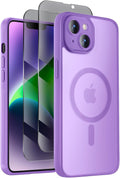 Designed for iPhone 14 Case, Compatible with MagSafe, with Privacy Screen Protectors X2, [Camera Protection] [15FT Military Drop Protection] Shockproof Phone Case, 6.1", Light Purple