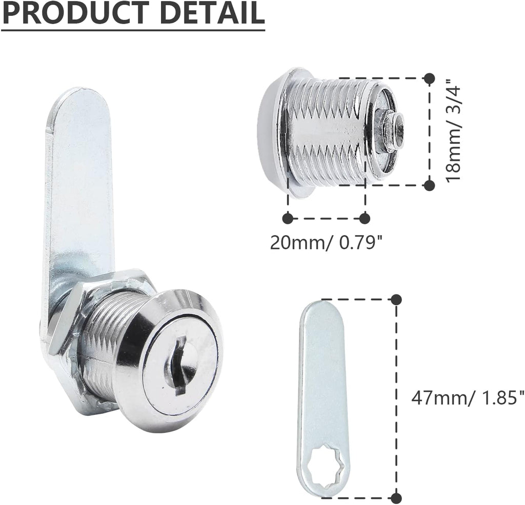 Uenhoy 6 Pack Cam Locks, Keyed Alike - 3/4" (20mm) Set for Drawers, Mailbox, Tool Box, RV, File Cabinet Locks with Keys