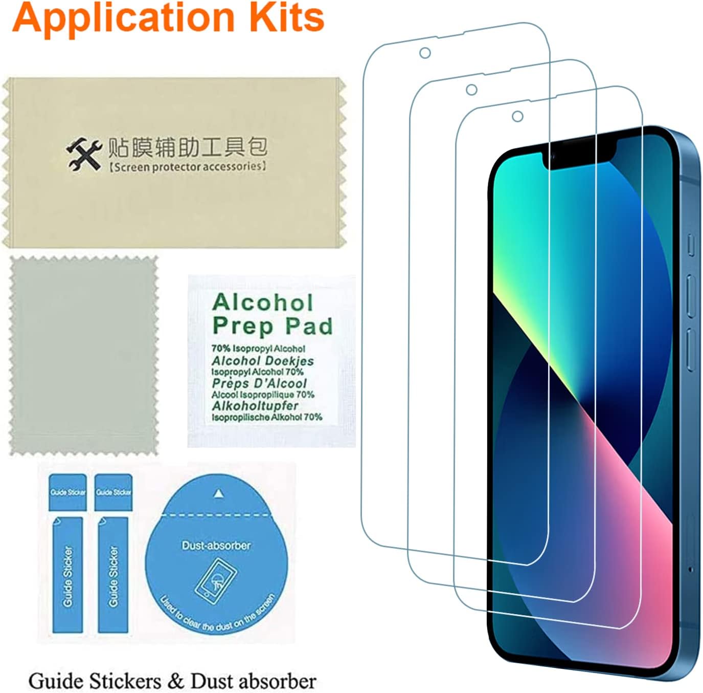 Anti Blue Light Screen Protector for iPhone 16e iPhone 14 iPhone 13 iPhone13pro [3 Pack] 6.1" 9H+ Anti Blue Light Tempered Glass, Anti-Scratch, Case Friendly