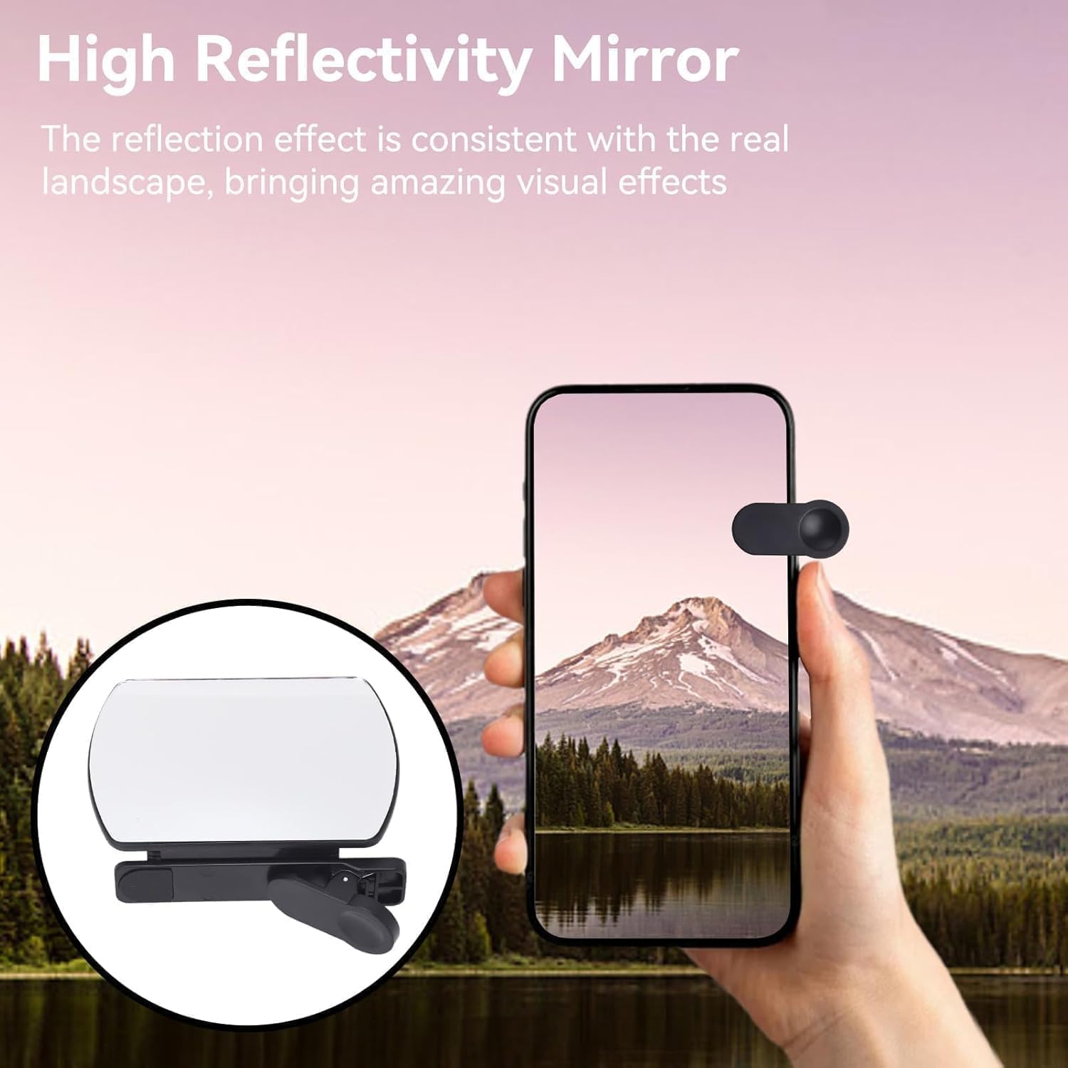 Smartphone Camera Mirror Reflection Clip Kit, Adjustable HD Glass Mirror Effect Lens for Creative Photography, Vertical & Horizontal Phone Selfie Reflector, Portable Photography Accessory (2PCS-Mix)