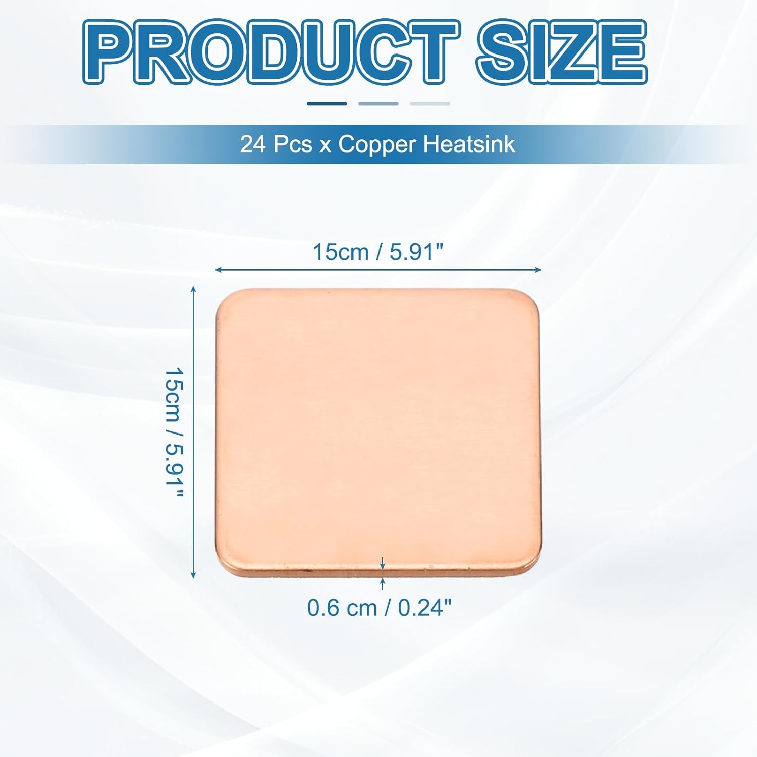 PATIKIL Copper Heatsink Pad Shims, 24 Pcs 15x15x0.6mm Copper Pad Shim IC Chipset GPU CPU Thermal Heatsink for Cooling Laptop Desktop Computer