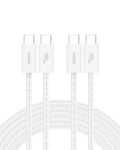 Belkin USB C to USB C Cable 2-Pack, 9.9ft, 60W - Type C Charger, iPhone Charger Cord, Soft, Braided, Flexible for iPhone 16, Galaxy S25, Pixel 9, Airpods, iPad Pro & More, Travel Essentials - White