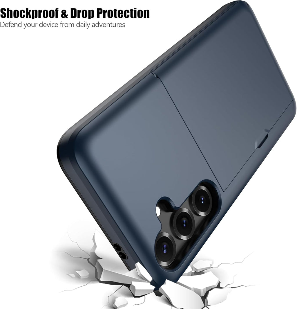 Nvollnoe for Samsung S25 Plus Case with Card Holder Dual Layer Heavy Duty Protective Case Hidden Card Slot Slim Wallet Cover for Samsung S25 Plus 6.7''(Blue)