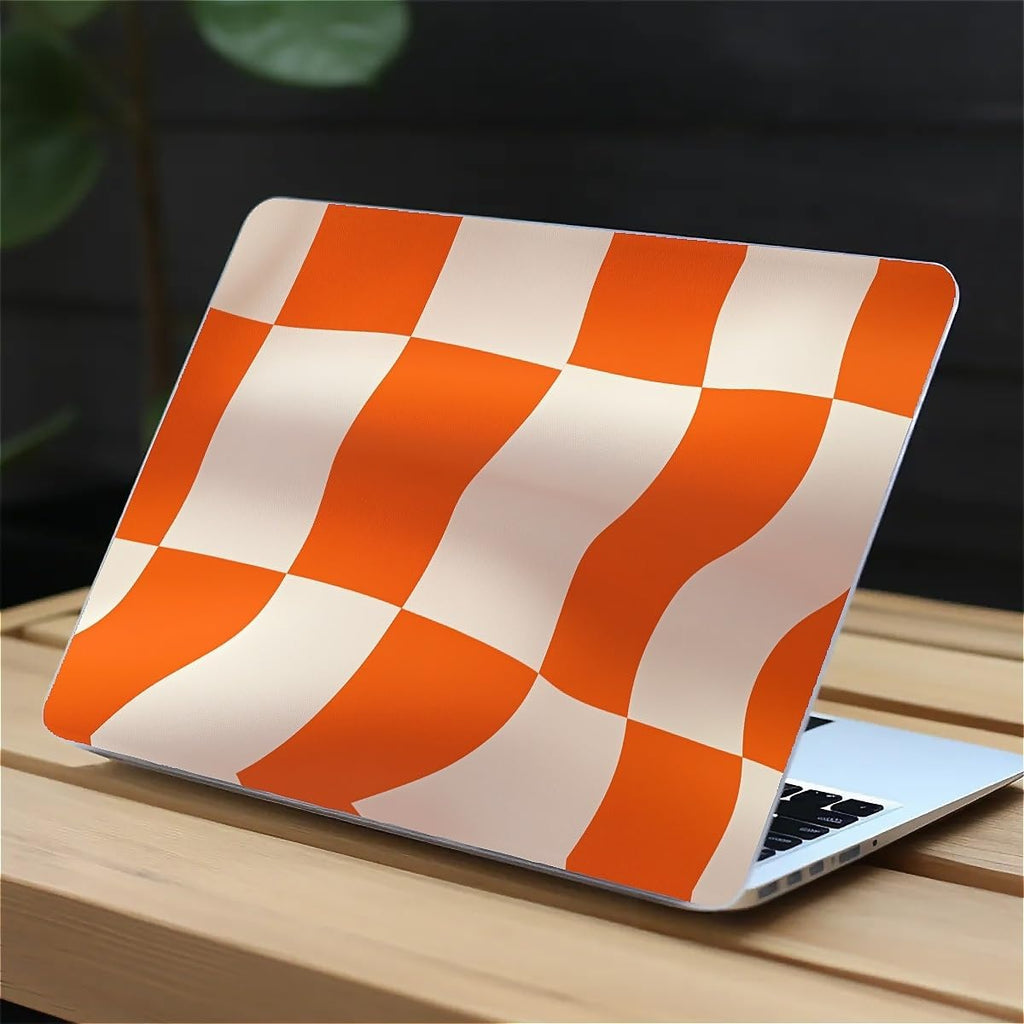 Compatible with MacBook Air 13.3 13.6 Inch Case 2022 2021 2020 2019 Plastic Hard Shell Case Cover,13.6 Air (A2681) M2 2022, Orange and White Checkered Flag