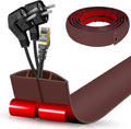 Floor Cord Cover Cavity 0.8"x0.37" Self Adhesive Cord Hider, 10FT Low Profile Cable Management, Extension Strip Protector for Wires, Prevent Cable Trips for Offices, Gyms, Exhibitions（Coffee）