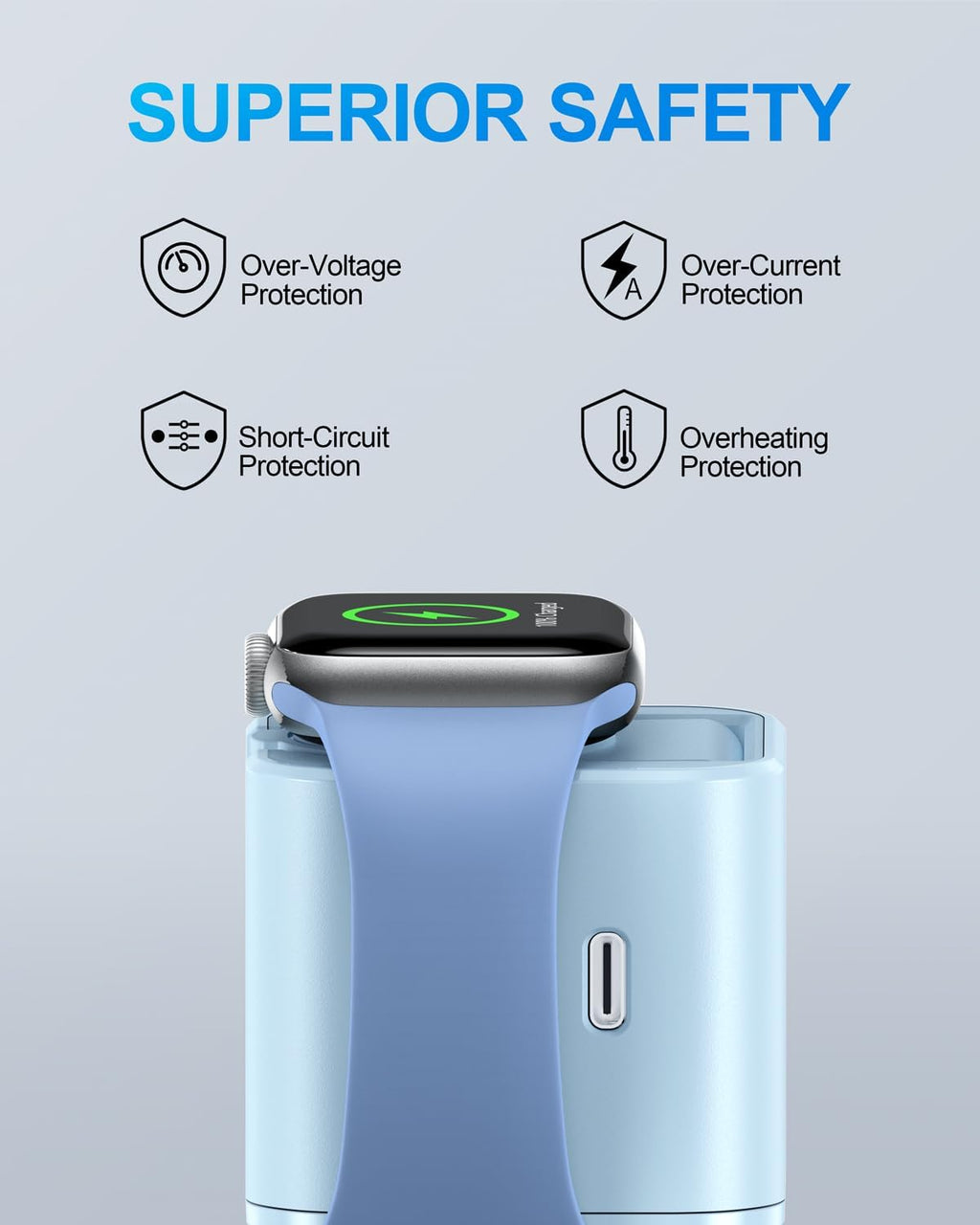 36W for Apple Charging Block with Built-in Watch Charger, Foldable PD Fast Charger Block for iPhone, Dual Ports Wall Charger Compatible with Apple Watch iPhone AirPods(Blue)