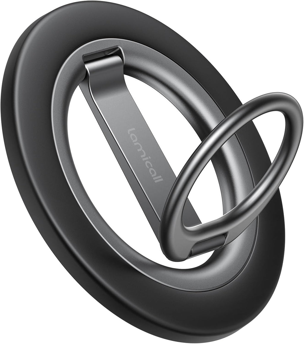 Lamicall 2025 [Stable Dual-Hinge] Magnetic Phone Grip Stand for MagSafe, Finger Ring Holder Phone Kickstand [Super Magnet] 360° Rotation Ring, Mag Safe Accessories for iPhone 16 15 14 Pro Max, Android