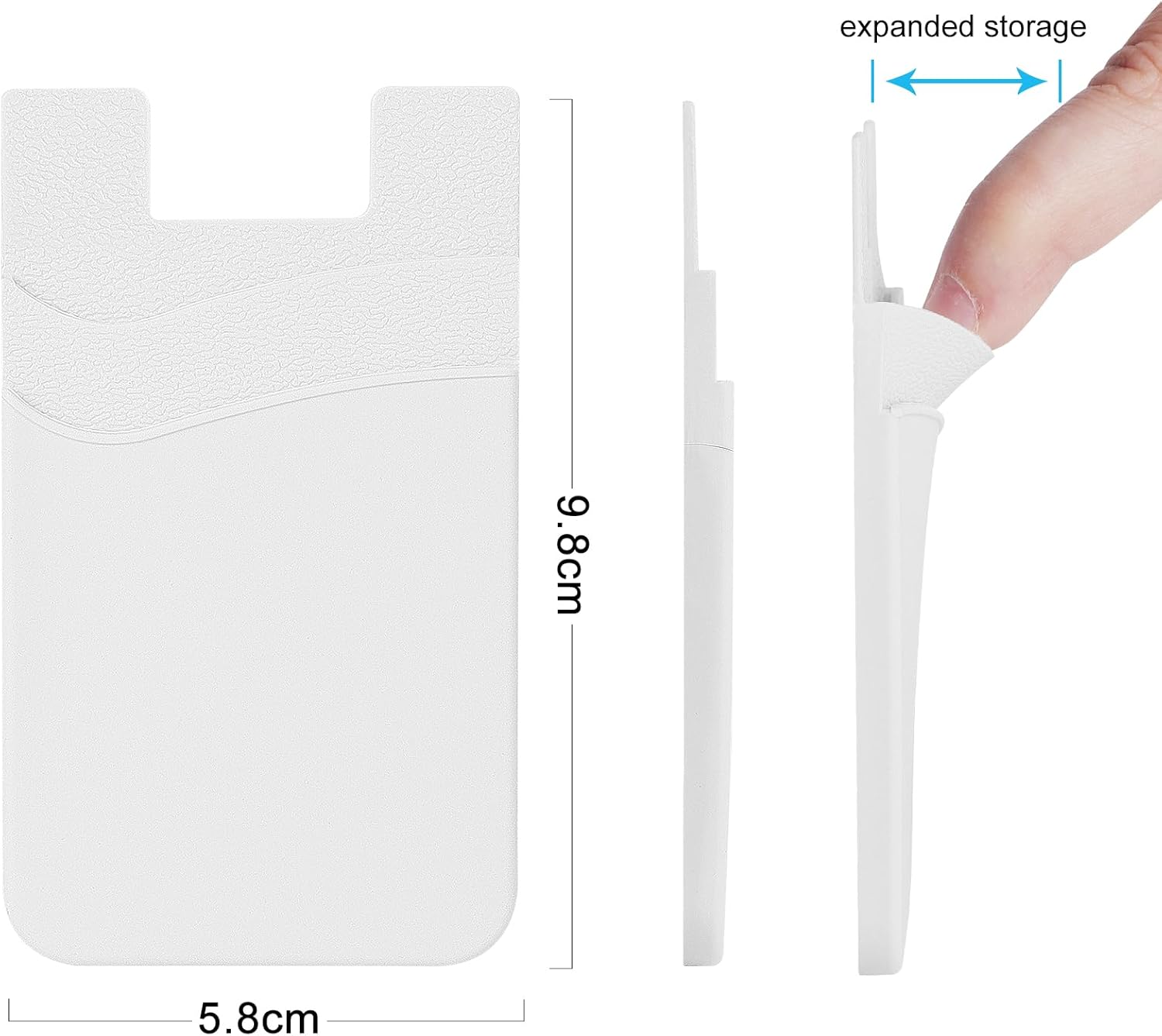 SS Phone Wallet, Card Holder for Phone Case Stick on Silicone Double Phone Pocket Suitable for iPhone Samsung Galaxy Any Smartphone 3 Pack