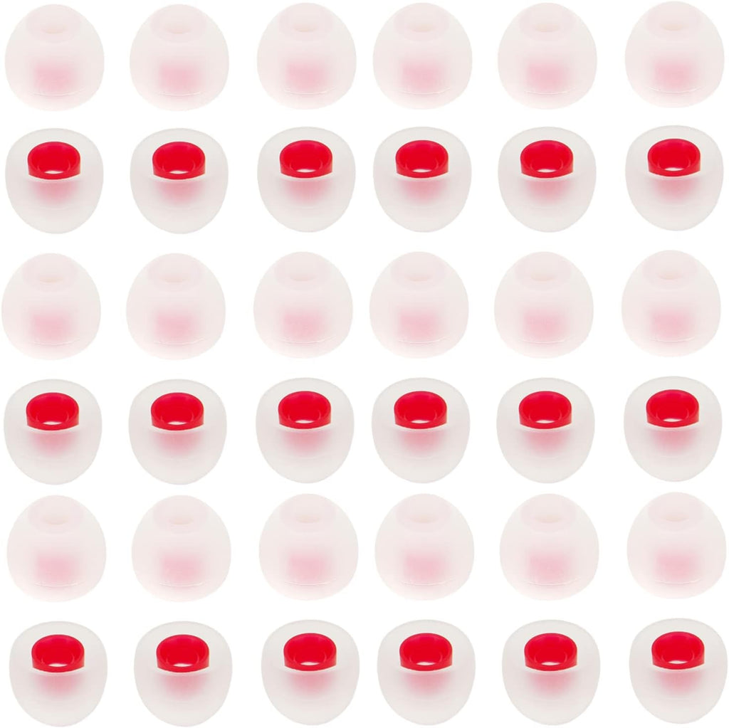 36 Pieces Small Earbud Tips Soft and Comfortable Ear Bud Replacement Pieces Silicone Fit Most in-Ear Headphones，Inner Hole 3.8mm -5.5mm，Small White and Red Replacement Eartips