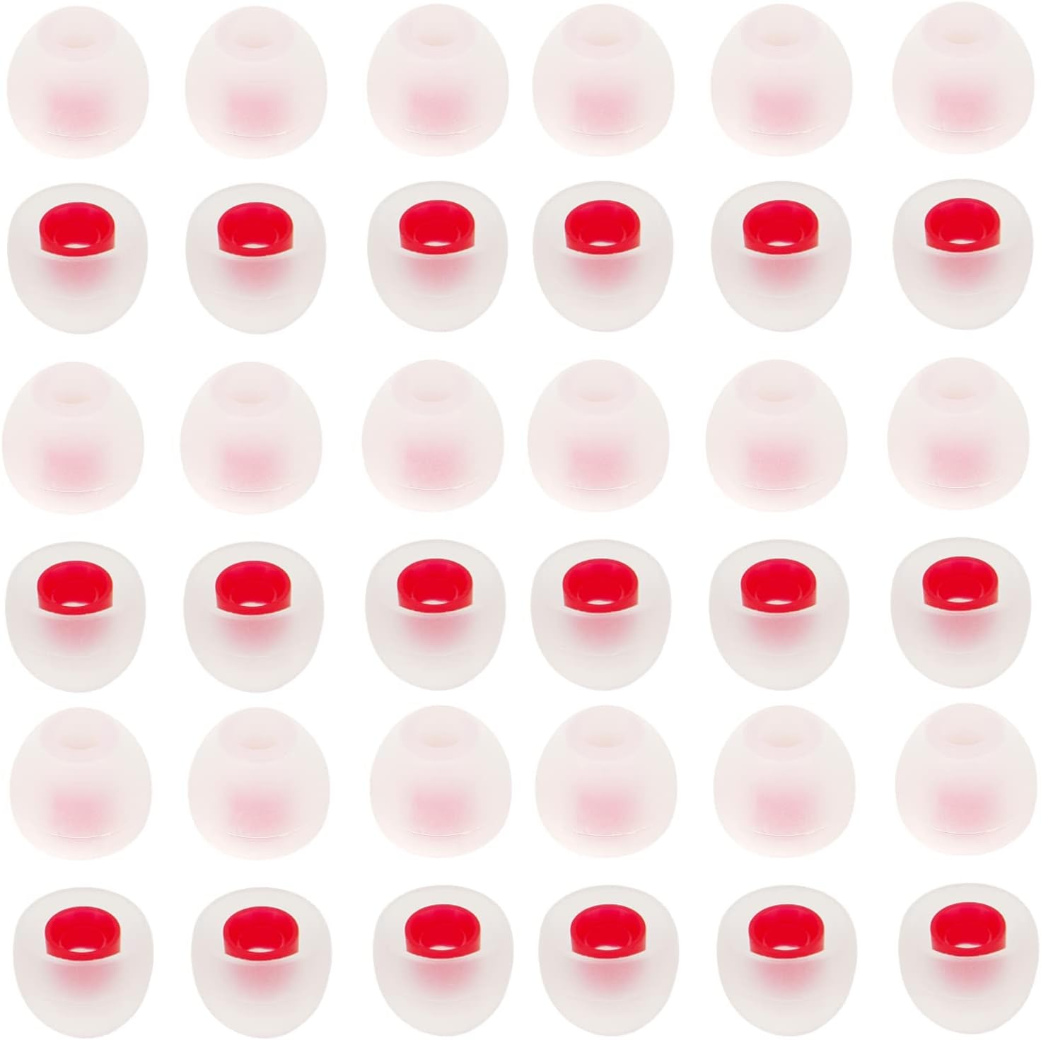 36 Pieces Small Earbud Tips Soft and Comfortable Ear Bud Replacement Pieces Silicone Fit Most in-Ear Headphones，Inner Hole 3.8mm -5.5mm，Small White and Red Replacement Eartips